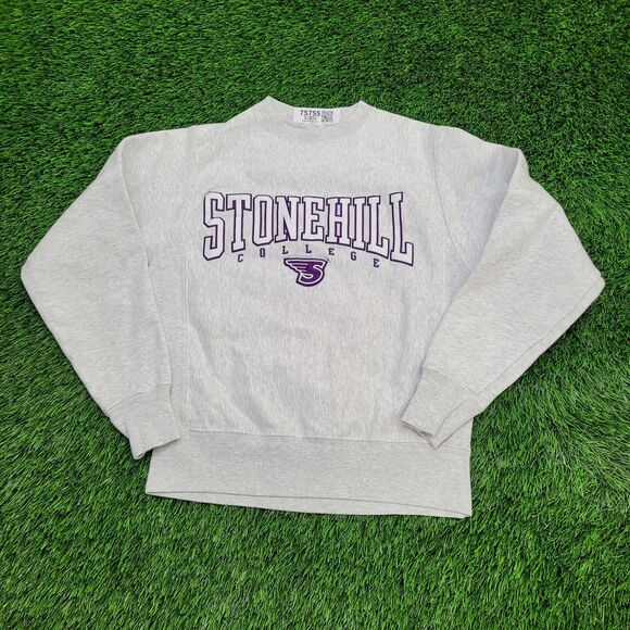 Vintage Stonehill College Sweatshirt Small 19x24 Gray - Picture 1 of 13